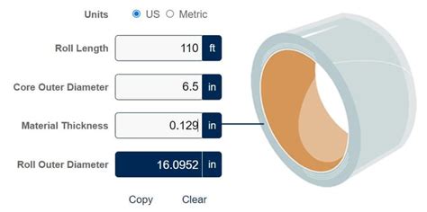 sheet metal rolling calculator|roll diameter to footage calculator.